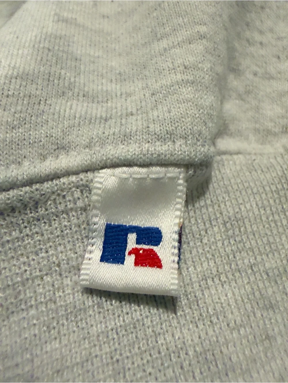 Russell Athletic Grey Crewneck with Blue and Red Kansas Applique
